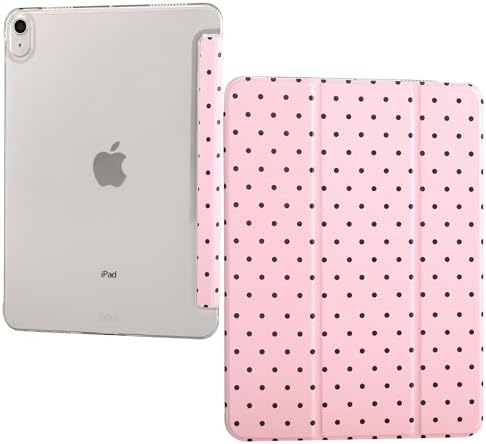 for iPad Air 11-inch M4 2026 M3 2025 M2 2024 iPad Air 5th 2022 / 4th Gen 2020 10.9-inch Slim Foldable Stand Hard PC Translucent Back Shell Smart Cover - [Auto Wake/Sleep]-Black Polka dots