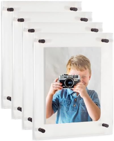 ArtToFrames 18x28 Inch Double Panel Floating Acrylic Picture Frame (Full Frame is 22x32) comes with Black Standoff Hardware, Made in the USA, 4 Pack