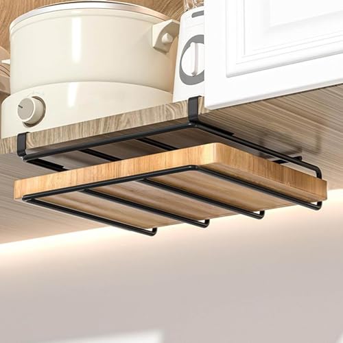 Chopping Board Rack Under Cabinet for Shelves with Board Thickness Less Than 27mm/1.06 inch, Cabinet Thickness Less Than 1.3 inches (34mm), No-Hole Multifunctional Chopping Board Rack
