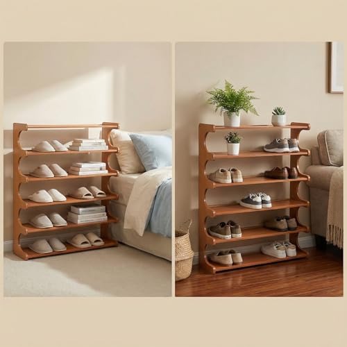 Shoe Rack,6 Tier Shoe Organizer Storage Shelf,Bamboo Narrow Shoe Closet,Small Space Shoe Rack,for Entryway Closet 26.77×7.48×32inch - size: 6 Tier-26.77" Wide
