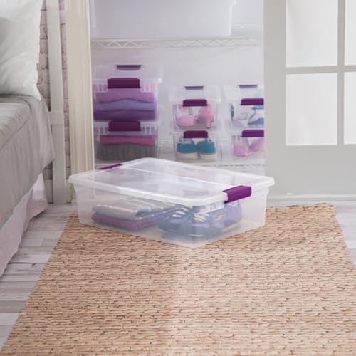 Sterilite 24-Pack 32 Quart ClearView Latch Box, Stackable Organizer Bins with Latching Lids - Clear Plastic Organization Containers for Closet, Bedroom, Shelving Units and Everyday Home Storage - size: 24 Pack, style: 32 Quart
