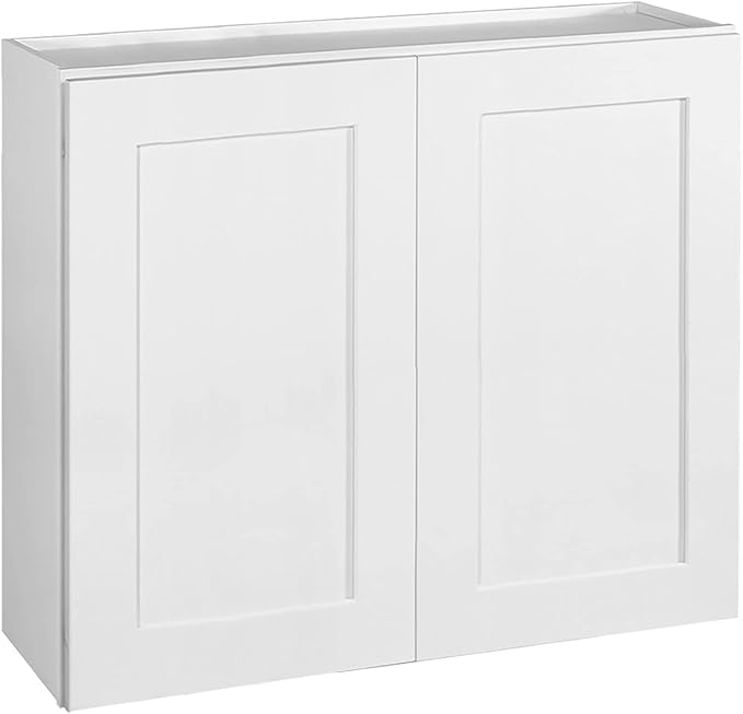Design House Brookings Shaker Unassembled Wall Kitchen Cabinet W3630, 36 W x 12 D x 30 H, Painted White, Solid Wood, Design House, 561761