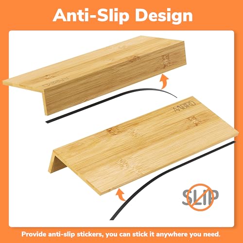 AMBIRD Bamboo Spice Drawer Organizer with Non-slip Mat, 4 Tier Jar Spice Rack Tray 13'',Seasoning Organizer for Kitchen,Cabinet,Drawers,Countertop - size: 4 Pcs x 13'' W, style: Natural