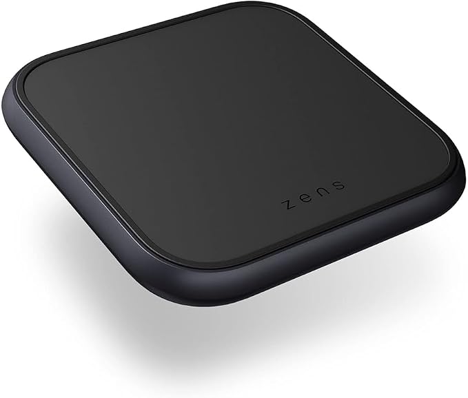 Zens Qi Certified Aluminium Wireless Charging Pad Supports Fast Wireless Charging up to 10 Watts - Works with All Qi-Enabled Devices