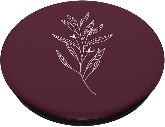 Delicate Boho Botanical Leaves Motif Dark Burgundy Plum PopSockets Swappable PopGrip