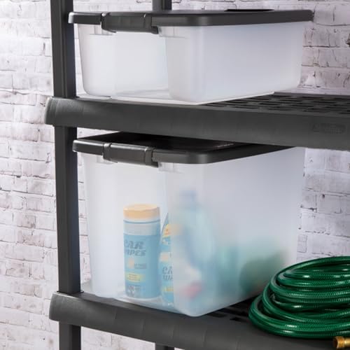Sterilite 6-Pack ShelfTote, Clear Plastic Storage Bins with Lids, 50 Quart, Gray - Stackable Organizing Container Boxes for Closet, Bathroom, and Office - size: 50 Quart Tote, style: 6 Pack