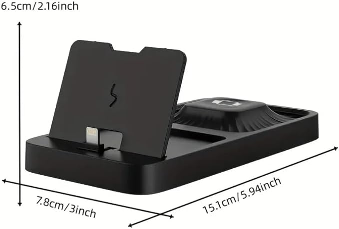 3 in 1 Desktop Foldable Wireless Charger Stand for iPhone 14 13 12 11 Pro Max 10 XS Apple Watch 10 9 8 7 6 5 4 3 2 AirPods Pro 2 (Black)