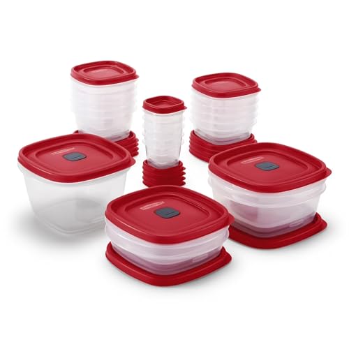 Rubbermaid Kitchen Storage Containers, 40-Piece Assortment with Microwave Vented Lids, Red
