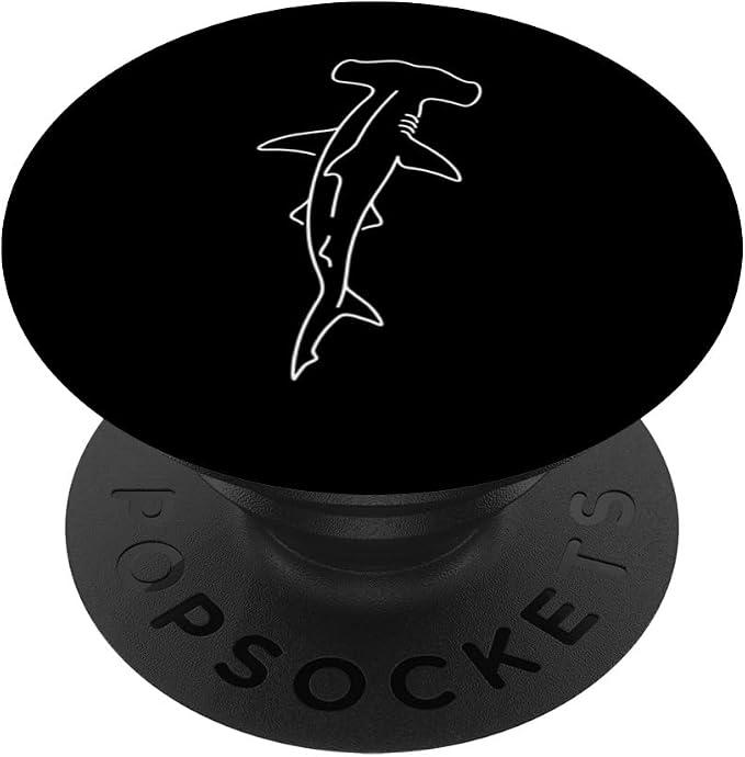 Hammerhead Shark Outline Minimal Line Art Design PopSockets Adhesive PopGrip