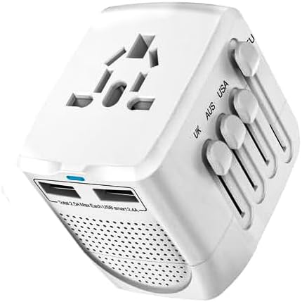 International Travel Adapter Voltage Converter Combo for 100V-240V with 2 USB Ports, USA to UK Europe Australia 200+ Countries Power Converter