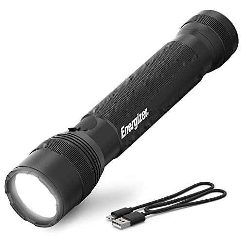Energizer TacR-1000 Flashlight Rechargeable, Bright Rechargeable Tactical Flashlight for Emergencies and Camping Gear, Water Resistant Flashlight, USB Included