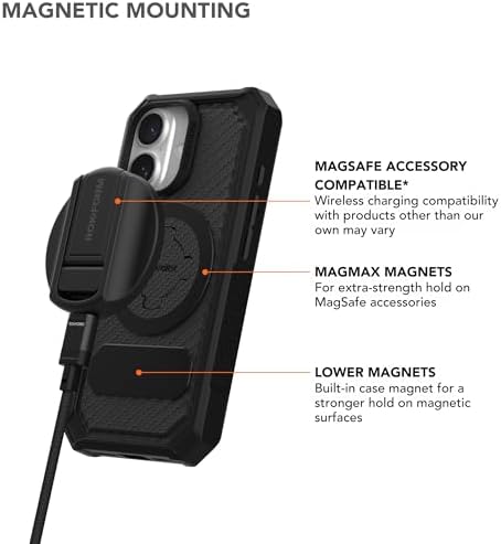 Rokform iPhone 16 Rugged + Magnetic Charging Stand