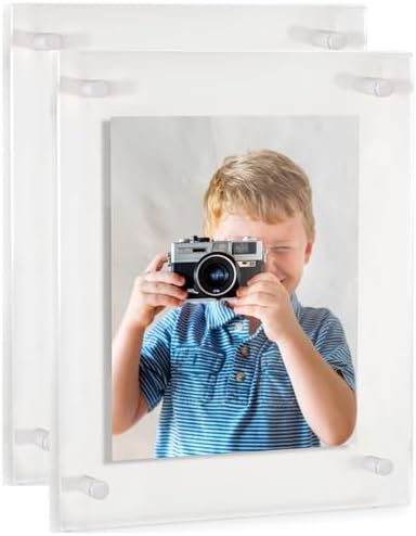 ArtToFrames 12x24 Inch Double Panel Floating Acrylic Picture Frame (Full Frame is 16x28) comes with White Standoff Hardware, Made in the USA, 2 Pack