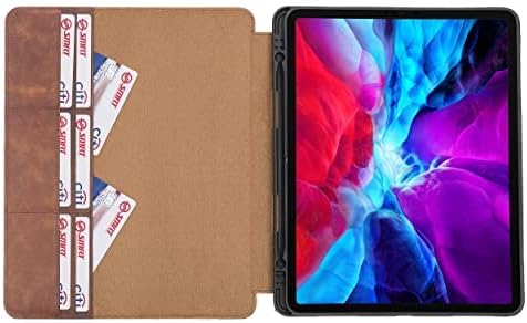 Genuine Leather Handmade iPad 10.2 Magnetic Closure Case with Separeted Compartments and Card Slots for Women &amp Men (8th Gen 2020) (7th Gen 2019) (Black)