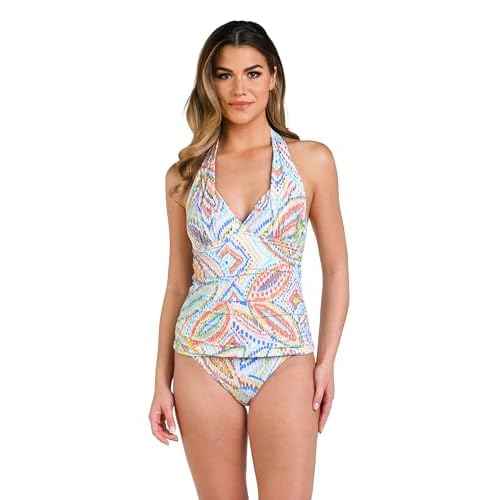 La Blanca Women's Rouched Front Halter Tankini Swimsuit Top