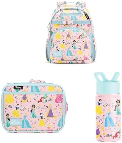 Simple Modern Disney Princess Medium Toddler Backpack, Lunch Box and Water Bottle for School, Girls | 3 pc | Princess Rainbows