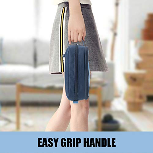 Sooez High Capacity Pencil Case, Big Pencil Bag Pouch Box Organizer Pen Case, Portable Journaling Supplies with Easy Grip Handle & Loop, Asthetic Supply for Girls Adults, Blue - color: Blue