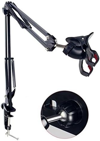 33'' Articulating Arm Phone Mount Stand for Baking Crafting Demo Videos/Live Streaming (Compatible with 4-6.5'' Screen Smartphone)