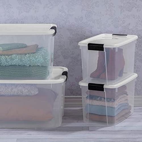Sterilite 6-Pack 30 Quart Ultra Latch Box, Clear Storage Organizer Bins with Latching Lids - Stackable Plastic Containers for Home Organization in Garage, Attic, Basement, and Closet - size: 30 Quart