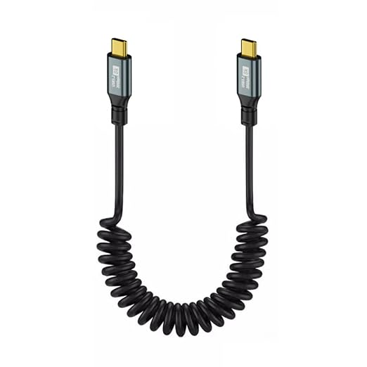 chenyang USB C to C Coiled Cable USB 3.2 Type C 90 Degree UP Angled 20Gbps PD 100W 8K@60Hz Data Fast Charging Cable 6ft