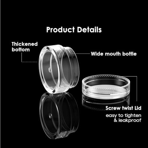 50 Pack 5 Gram 0.17OZ Clear Plastic Containers with Transparent Lids, Small Round Cosmetic Jars Makeup Travel Containers Jar for Cream, Bead, Eye Shadow, Samples, Lotions, Powders, Lip Gloss - color: Clear Lid, size: 0.17 Ounce