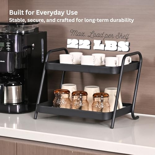 2-Tier Desk Organizer Multifunctional Storage Shelves for Office, Dresser, Kitchen, Stylish Organizer for Cosmetics, Office Supplies, Food, Compact, Durable, Space-Saving Design for Women
