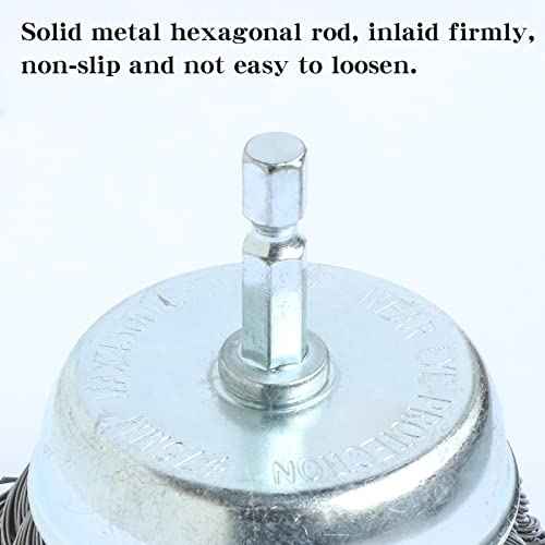2 Pcs Knotted Wire Cup Brush Set for Drill 1/4 Inch Hex Shank,Coarse Carbon Steel Drill Wire Brush, Wire Brush Drill Attachments Rust Removal