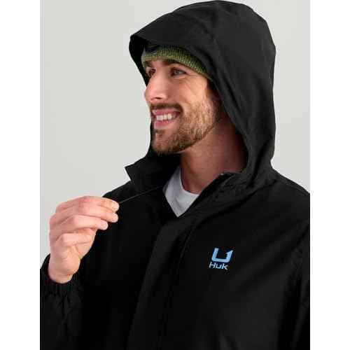 HUK mens Storm Heavy Duty Rain Jacket 2.0, Waterproof, Windproof, Breathable Rain Coat for Fishing and Outdoor Activities