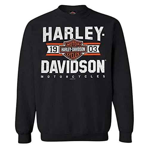 Harley-Davidson Men's Varsity B&S Logo Pullover Fleece Sweatshirt, Black