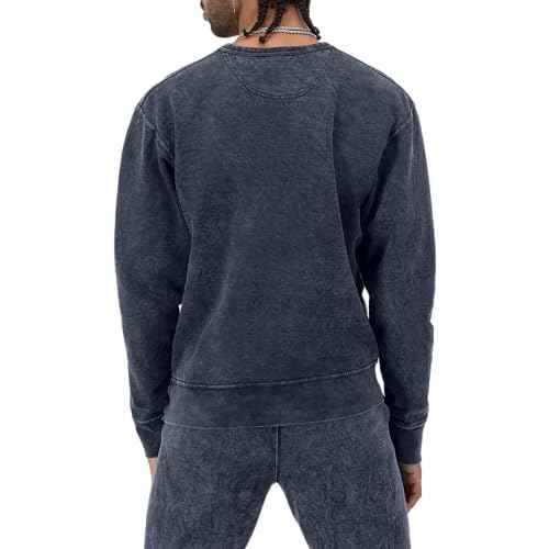 Champion Men's Sweatshirt, Mineral Dye Graphic Crewneck Sweatshirt, Men's Pullover Sweatshirt