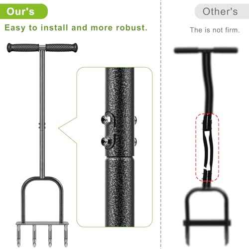Dolibest Manual Aerator Lawn Tool, Manual Yard Plug Aerators with 4 Stainless Steel Semi-Open Plugs, Pre-Assembled Manual Grass Aerating Tool & Clean Hand Tool, Improving Lawn Health -37Inch