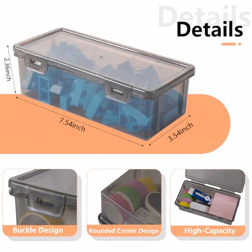 Black Translucent Pencil Cases and Pencil Boxes, 8-Pack Stackable Plastic Pencil Box with Snap Lid – Large Marker Organizer for Art Supplies and Desk Organization – Black Rectangular Large - size: Black Rectangular Large - 8 Pack