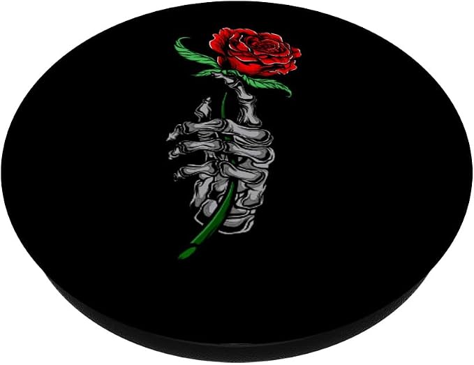 Design of roses in red and hand skeleton PopSockets Standard PopGrip