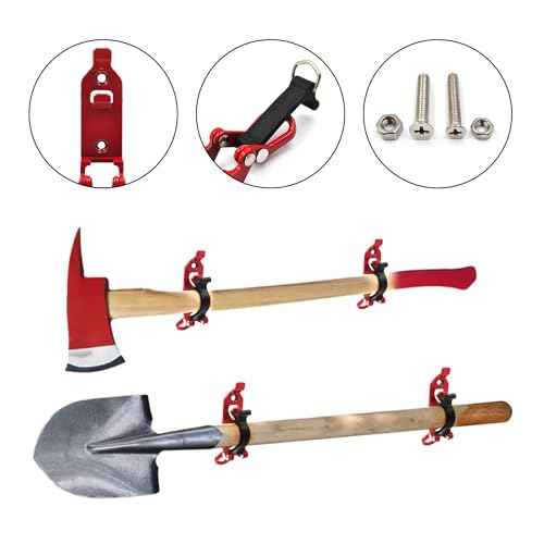 (8 Pack) Shovel Mount for Roof Rack, Metal Rubber Clamp Wall Mounting Brackets, Axe Holder Clamp Mount Kit for Roof Rack Truck Boats Military Equipment and Tools, Red