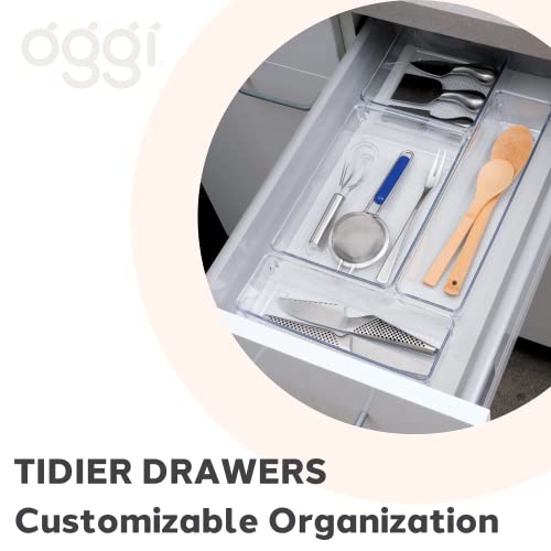 Oggi Clear Drawer Organizer - 6" X 6"- Ideal for Organizing Kitchen Drawers, Office, Desk, Silverware, Kitchen Utensils, Cosmetics and Bathrooms (Pack of 2) - size: 6" by 6" (Pack of 2)
