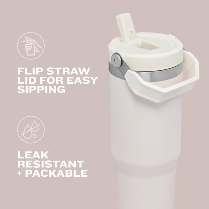 STANLEY IceFlow 2.0 Flip Straw Tumbler with Handle 30 oz | Twist On Lid and Flip Up Straw | Leakproof Water Bottle | Insulated Stainless Steel | BPA-Free | Prickly Pear