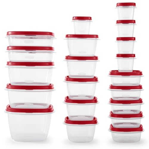 Rubbermaid Kitchen Storage Containers, 40-Piece Assortment with Microwave Vented Lids, Red