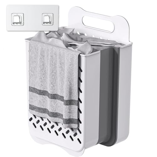 Plastic Foldable Laundry Basket with Handle, 42L Wall Mounted Laundry Hamper Freestanding Dirty Clothes Hamper, Collapsible Laundry Baskets Pop Up Hamper Storage Container for Snacks Dolls - size: XL