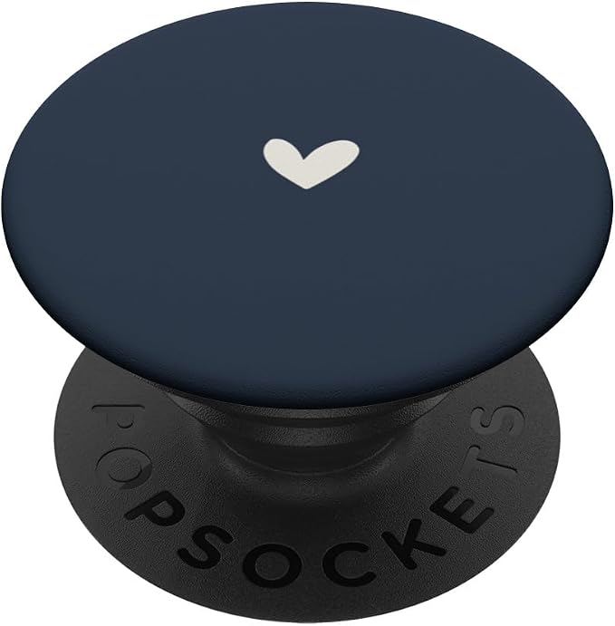 Dusty Navy Blue - Cute Simple Chic Boho Hand Drawn Heart PopSockets Adhesive PopGrip