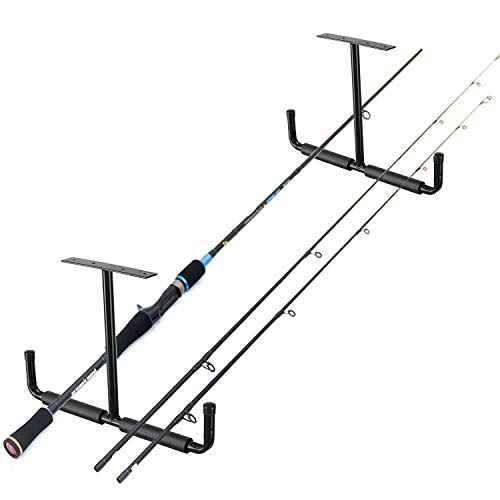 HOME RIGHT Overhead Garage Storage Hooks, Heavy Duty Double Ceiling Rack, 16.5¡¯¡¯ Utility Shed Hangers, Great for Pipe, Lumber, Ladder, Fishing Rod and Ski Board(4Pcs, Black)