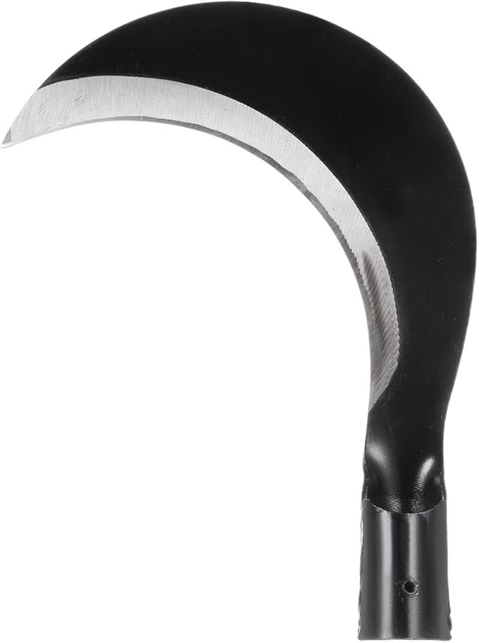 HARFINGTON 7 Inch Brush Clearing Sickle Black Oxide Forged Carbon Steel Blade, Billhook Machete Knife for Gardening, Camping, Land Management, Outdoor
