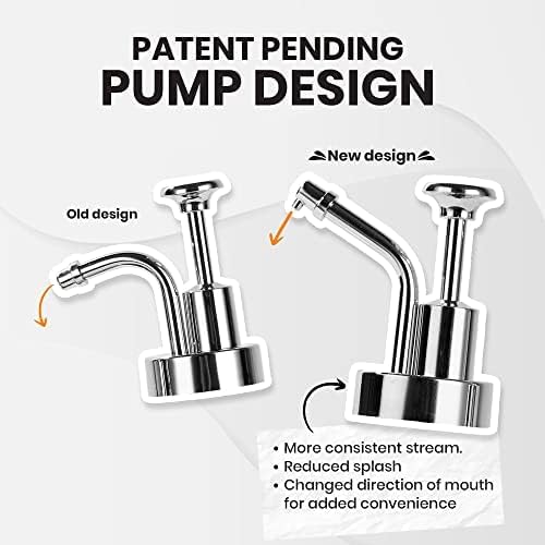 MoliMoli Coffee Syrup Dispenser for Coffee Bar, Coffee Pump Dispenser, Glass Syrup Bottle w. Pump, Maple/Coffee Syrup Bottles, Syrup Dispenser Set of 4, w. Labels, Siver