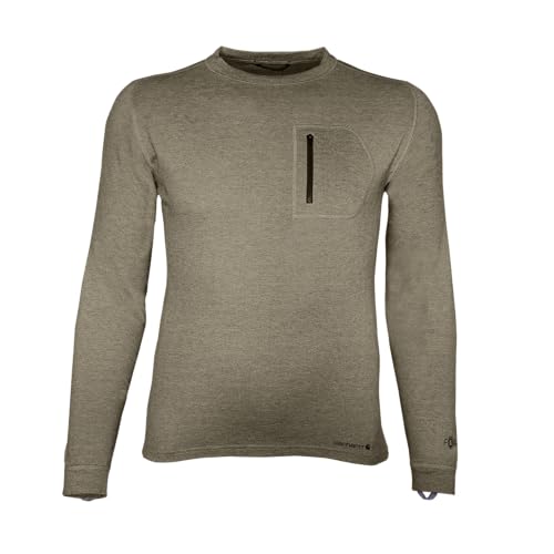 Carhartt Men's MBL110 Base Force¢ç Heavyweight Base Layer Crew - 2X-Large Tall - Burnt Olive Heather