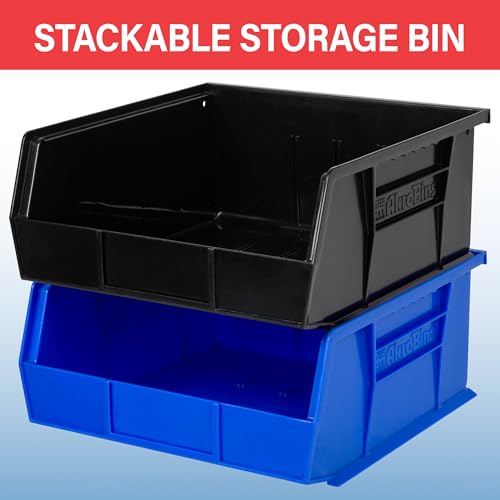 Akro-Mils 30235 AkroBins Plastic Storage Bins, Space-Saving Stackable Bins for Garage, Pantry, Craft Organization, 11" x 11" x 5", Red, 6-Pack - color: Red