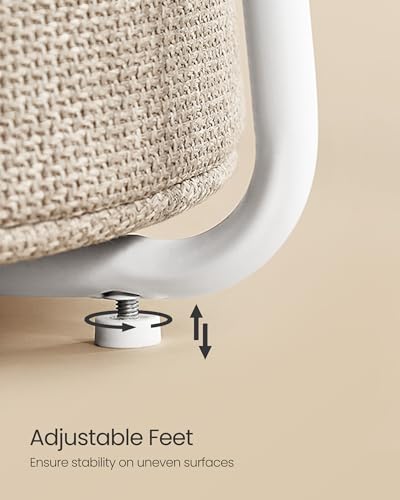 VASAGLE Nightstands, Set of 2 Small Round Side Tables with Fabric Basket, Bedside End Tables, for Bedroom, Matte White and Camel Brown ULCT665W01 - color: Matte White + Camel Brown