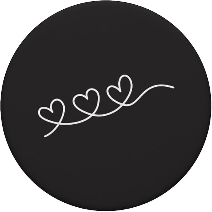 Three White Hearts Love Black PopSockets Adhesive PopGrip
