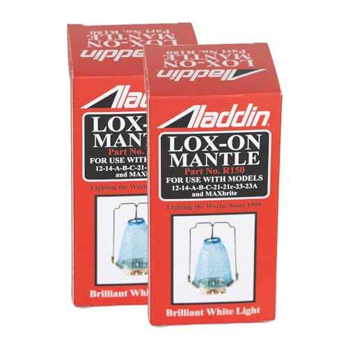 Aladdin Lox-on R150 Oil Lamp Mantle for Brighter and Cleaner Light, Set of 2