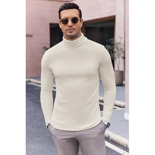 Ekouaer Men's Turtleneck Long Sleeve Turtle Neck Shirts Basic Lightweight Undershirt Thermal Pullover Sweater S-XXL
