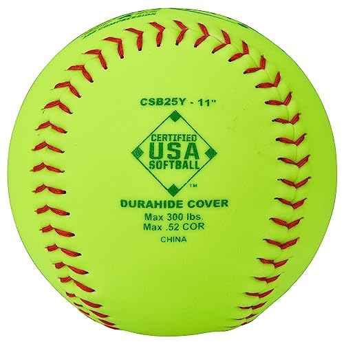Champro ASA 11" Slow Pitch Softballs with Durahide Cover and .52 COR, 12 Pack