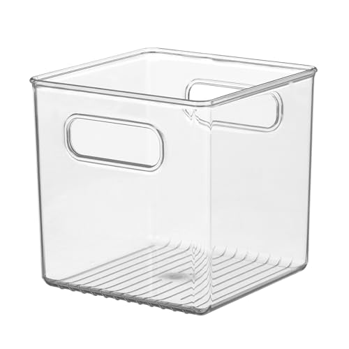 iDesign Pantry Storage Bins with Handles - Cube Organizer Bins for Cabinets or Fridge - Set of 2 - Clear - style: Pack of 2